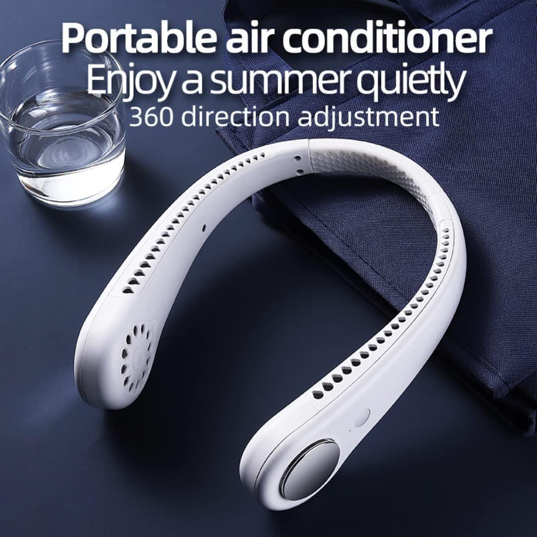 Portable Neck Fan, Hands Free Bladeless Fan, 4000 mAh Battery Operated Wearable Personal Fan, Leafless, Rechargeable, Headphone Design,3 Speeds Gifts for Women Men-Grey ,Even Air Volume On Both Sides, Non-Slip Material, Short Charging, Long Use Time