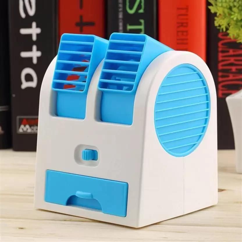SHIVOHAM LADDU GOPAL DUAL BLADELESS MINI AIR CONDITIONER | Mini Fan cooler | Portable fan cooler powered by usb & battery | Car/Office/Home Use – Pack of 1,Mini Fan and Portable Dual Bladeless Air Conditioner